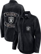 WEAR by Erin Andrews Women's WEAR by Erin Andrews Black Las Vegas Raiders Washed Oversized Denim Full-Snap Shacket