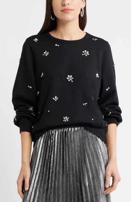 Caslon® Crystal Embellished Sweatshirt