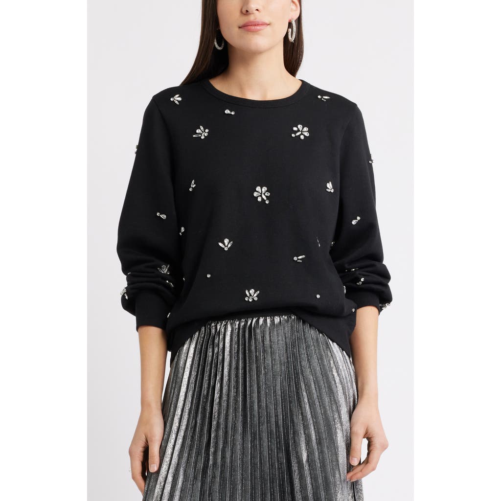 Caslonr Caslon(r) Crystal Embellished Sweater In Black