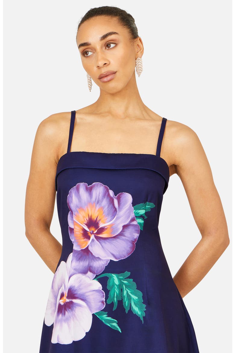 Pansy Strappy Midi Dress, Alternate, color, Navy
