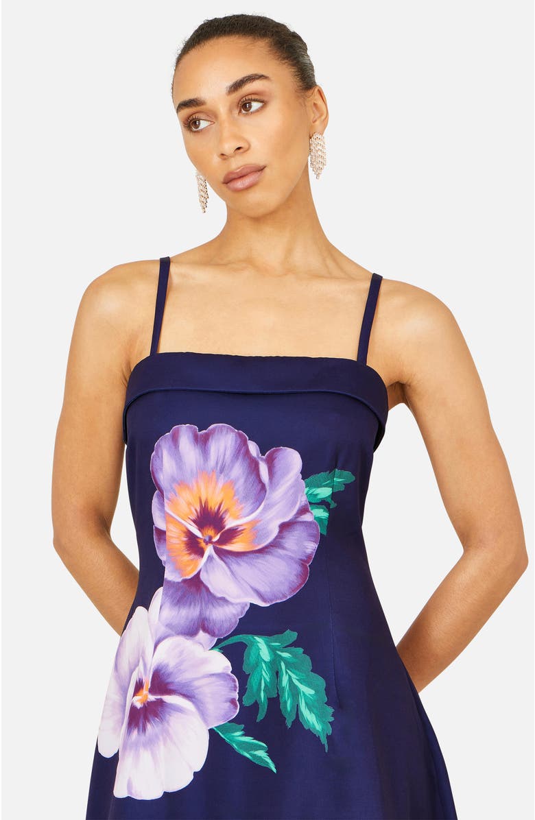 Yumi Pansy Strappy Midi Dress, Alternate, color, Navy