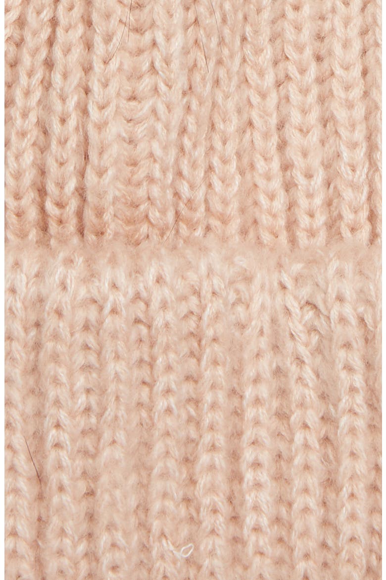 Faux Fur Pompom Beanie, Alternate, color, LIGHT PINK
