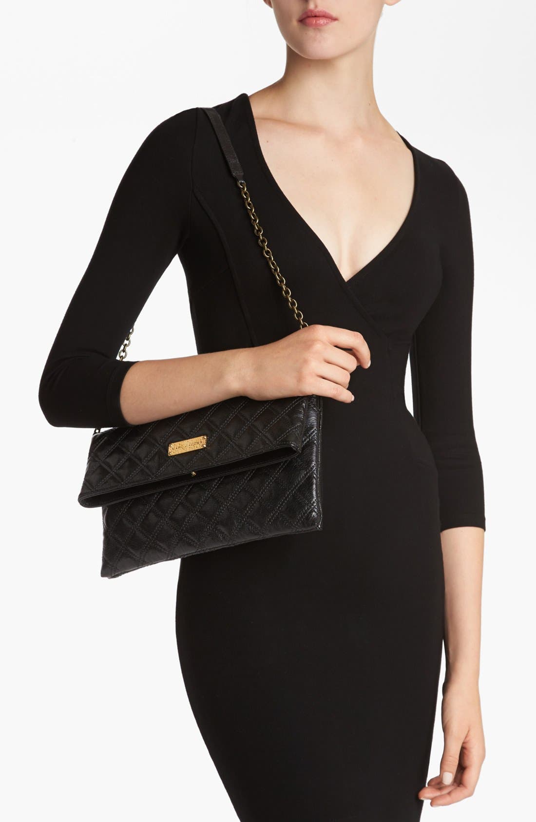 'Baroque - Sandy' Shoulder Bag, Alternate, color, BLACK/ BRASS