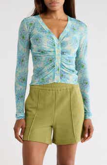 Astera Fleur Ruched Wool Blend Cardigan