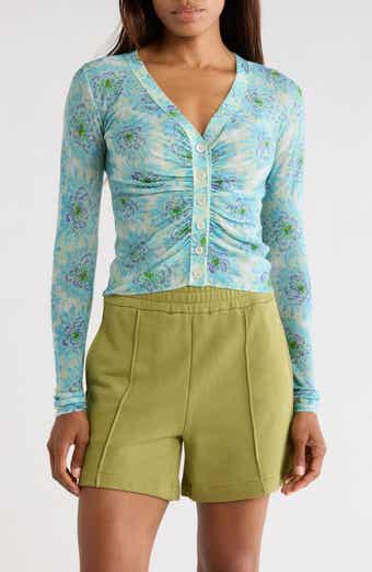 Astera Fleur Ruched Wool Blend Cardigan