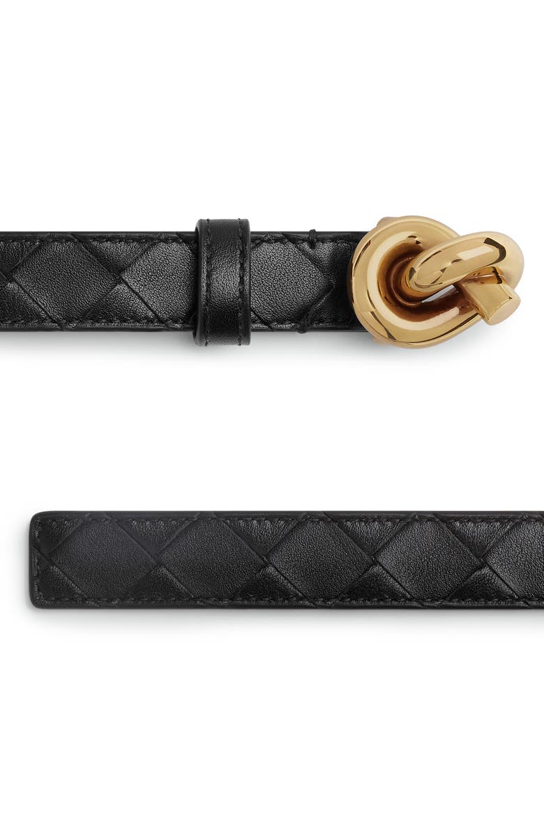 Bottega Veneta Andiamo Intrecciato Leather Belt, Alternate, color, Black-M Brass