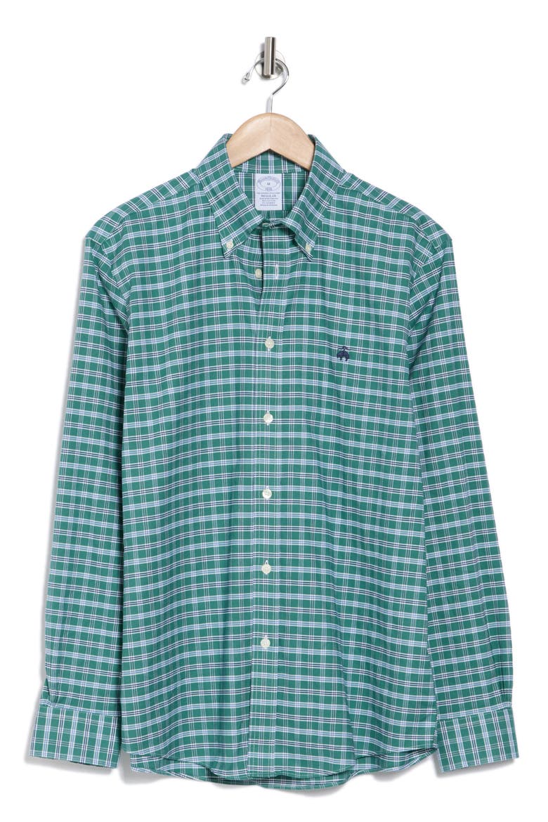 Regular Fit Oxford Shirt, Alternate, color, GREEN CHECK