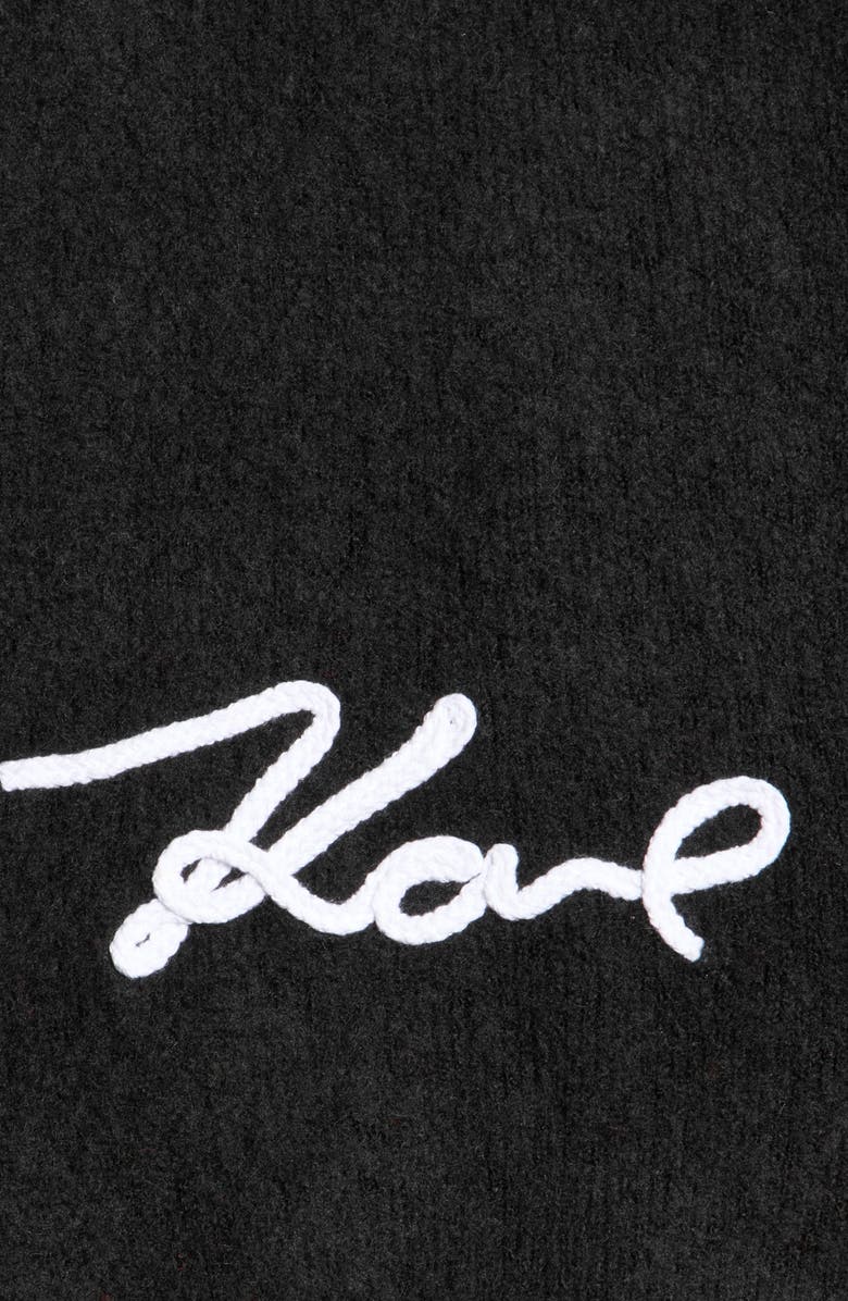 KARL LAGERFELD PARIS Whipstitch Logo Scarf, Alternate, color, Black