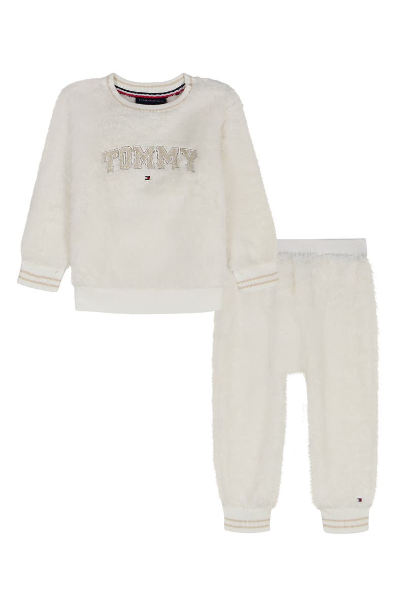 Tommy Hilfiger High Pile Fleece Pullover & Joggers, Main, color, Ivory
