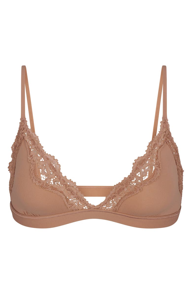 SKIMS Fits Everybody Lace Triangle Bralette, Alternate, color, Sienna