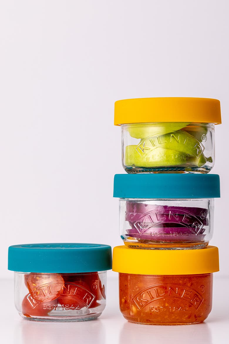 Storage Snack & Store Jars with Push Top Silicone Lids, Set of 2, Alternate, color, Clear