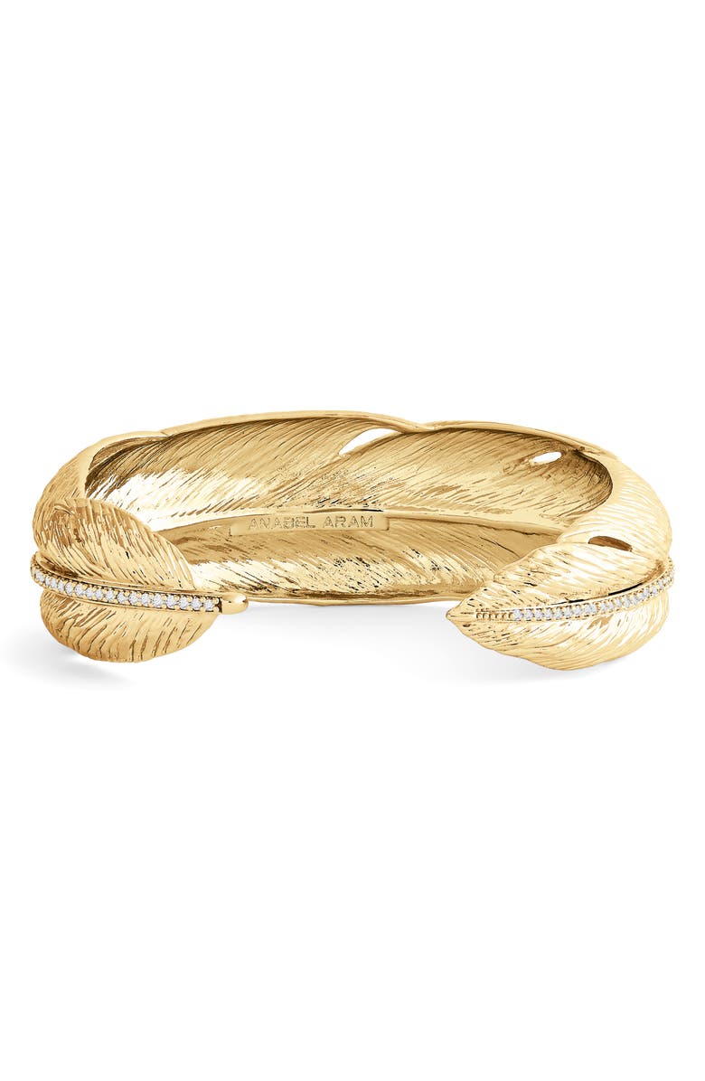 Anabel Aram Jewelry Feather Narrow Cuff Bracelet, Alternate, color, Gold