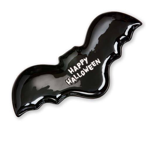 Tag Happy Halloween Black Bat Ceramic Serving Platter In Black
