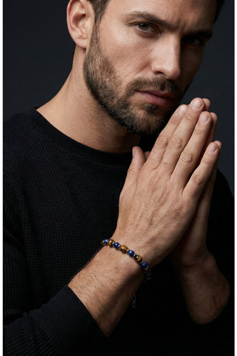 Men's Nico Beaded Toggle Bracelet, Alternate, color, SILVER