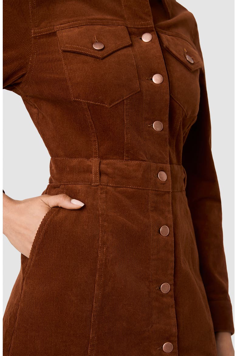 Casey Long Sleeve Corduroy Mini Shirtdress, Alternate, color, CHESTNUT BROWN