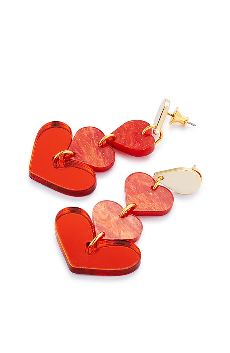 Toolally Heart Drop Earrings - Sienna Red, Alternate, color, Sienna Red
