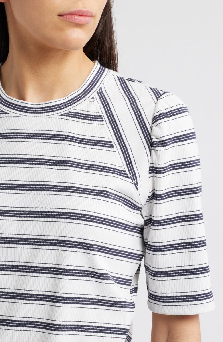 Wit & Wisdom Puff Sleeve Stripe Rib Top, Alternate, color, Off White/ Navy