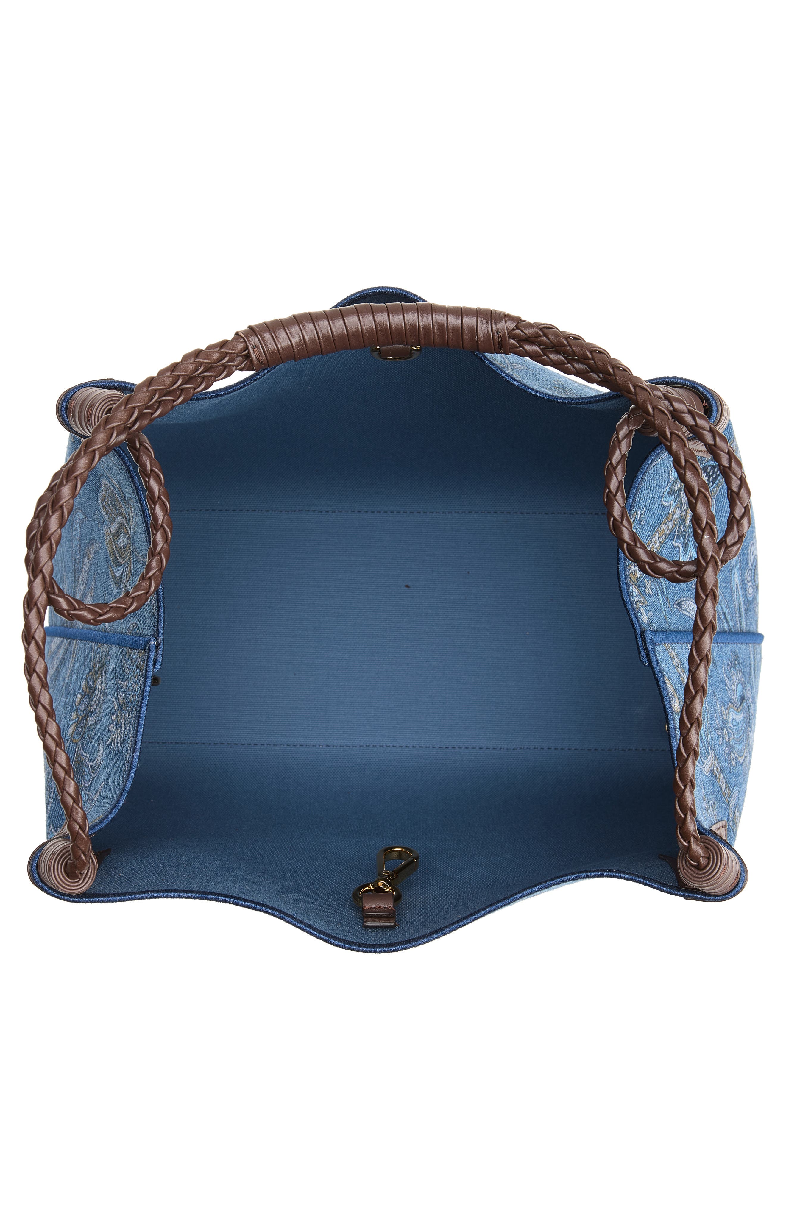 Small Libra Denim Shopping Tote, Alternate, color, PRINT ON BLUE BASE