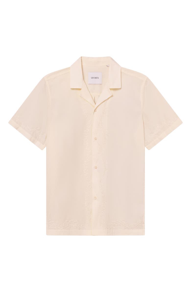Les Deux Lesley Embroidered Organic Cotton Camp Shirt, Alternate, color, Light Ivory
