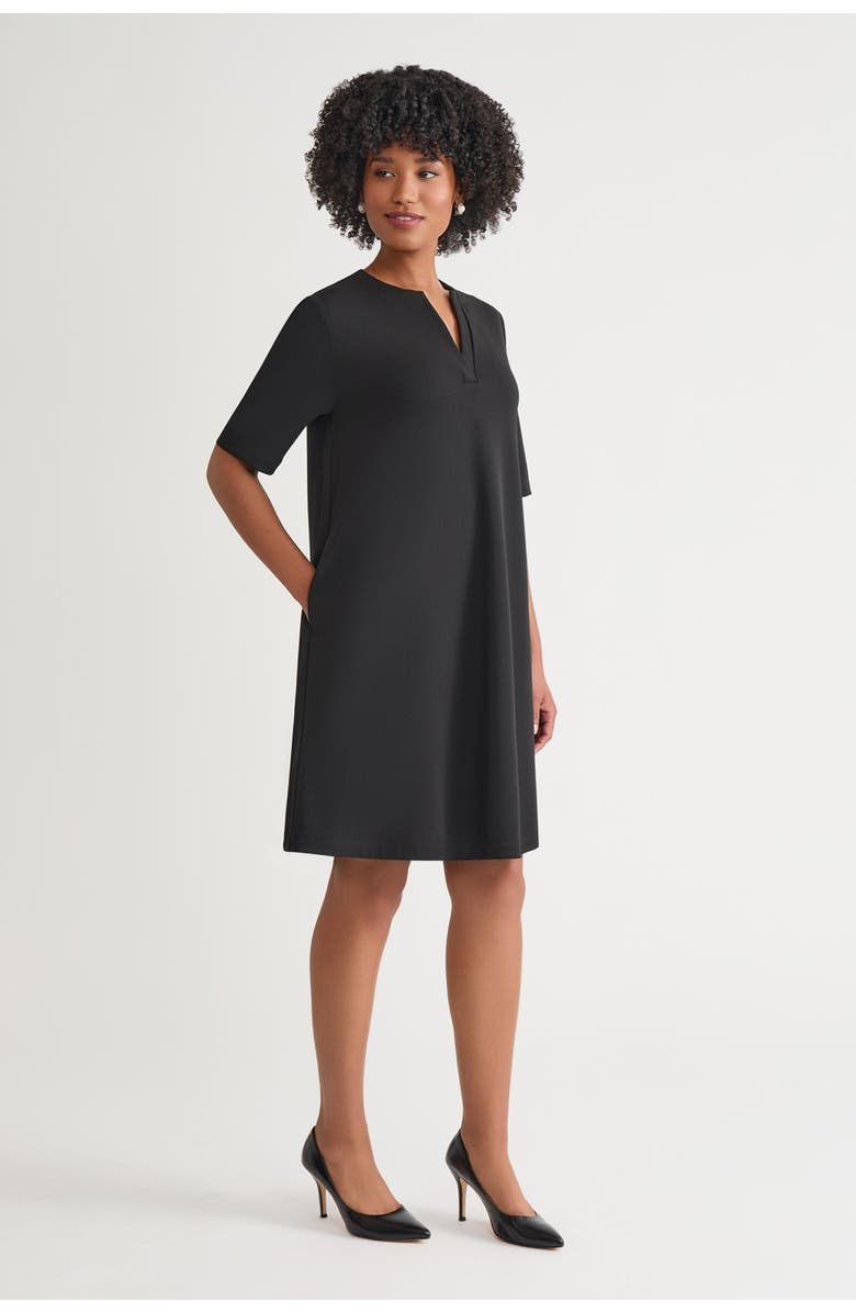 Ming Wang Stretch Crepe A Line Dress, Alternate, color, Black