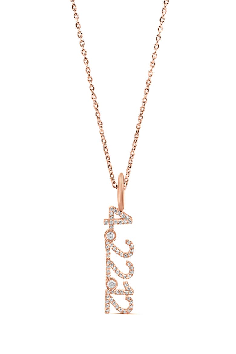 Pavé Cubic Zirconia Date Pendant Necklace, Main, color, ROSE