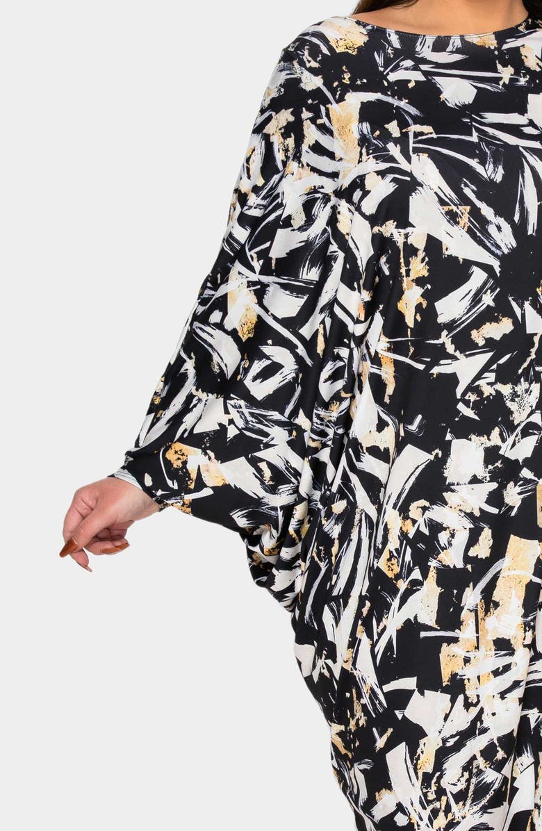 L I V D Asher Asymmetrical Long Sleeve Stretch Maxi Dress, Alternate, color, 