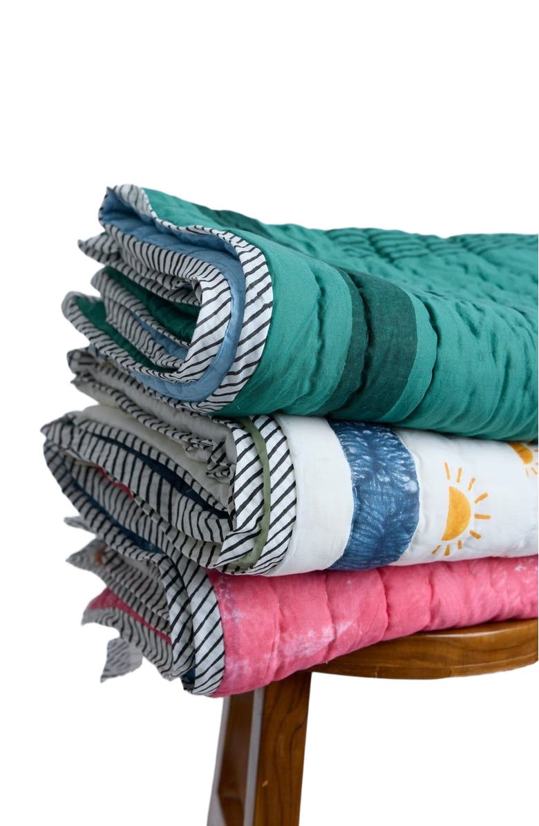 CQC LA Dune Baby Quilt, Alternate, color, Pink,Yellow, White