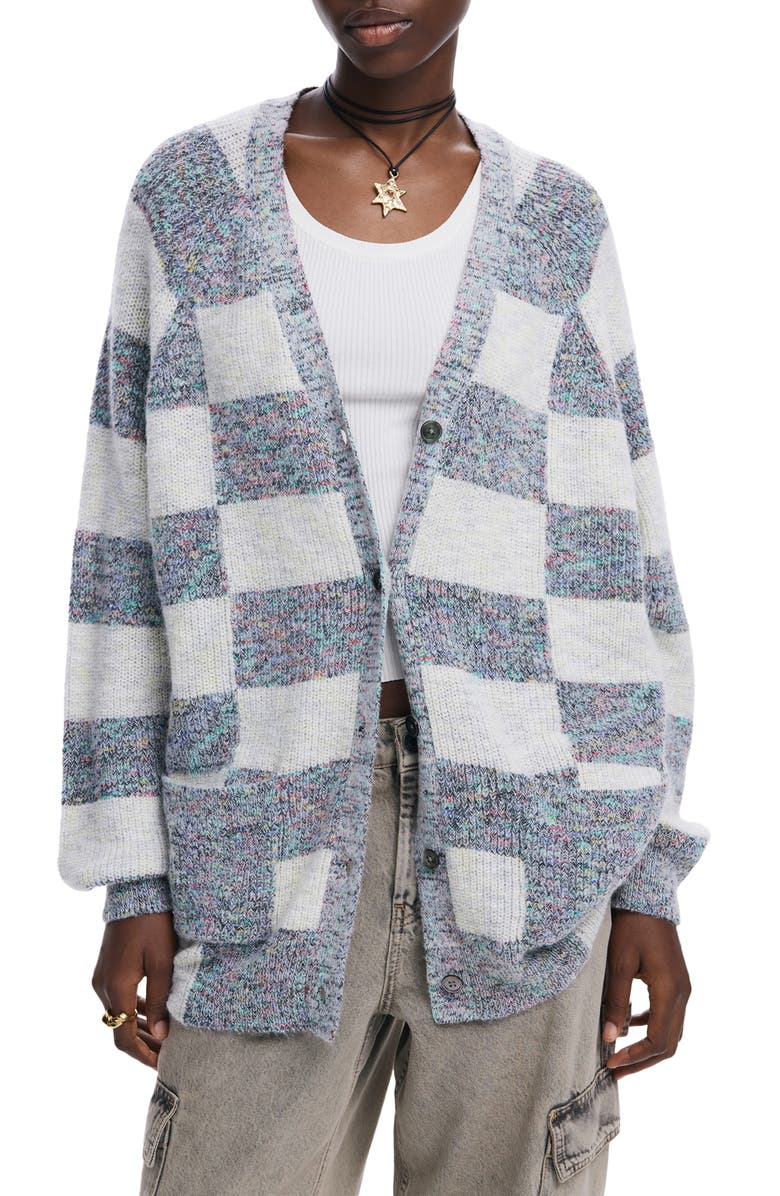 Desigual Oxford Button-Up Sweater, Main, color,