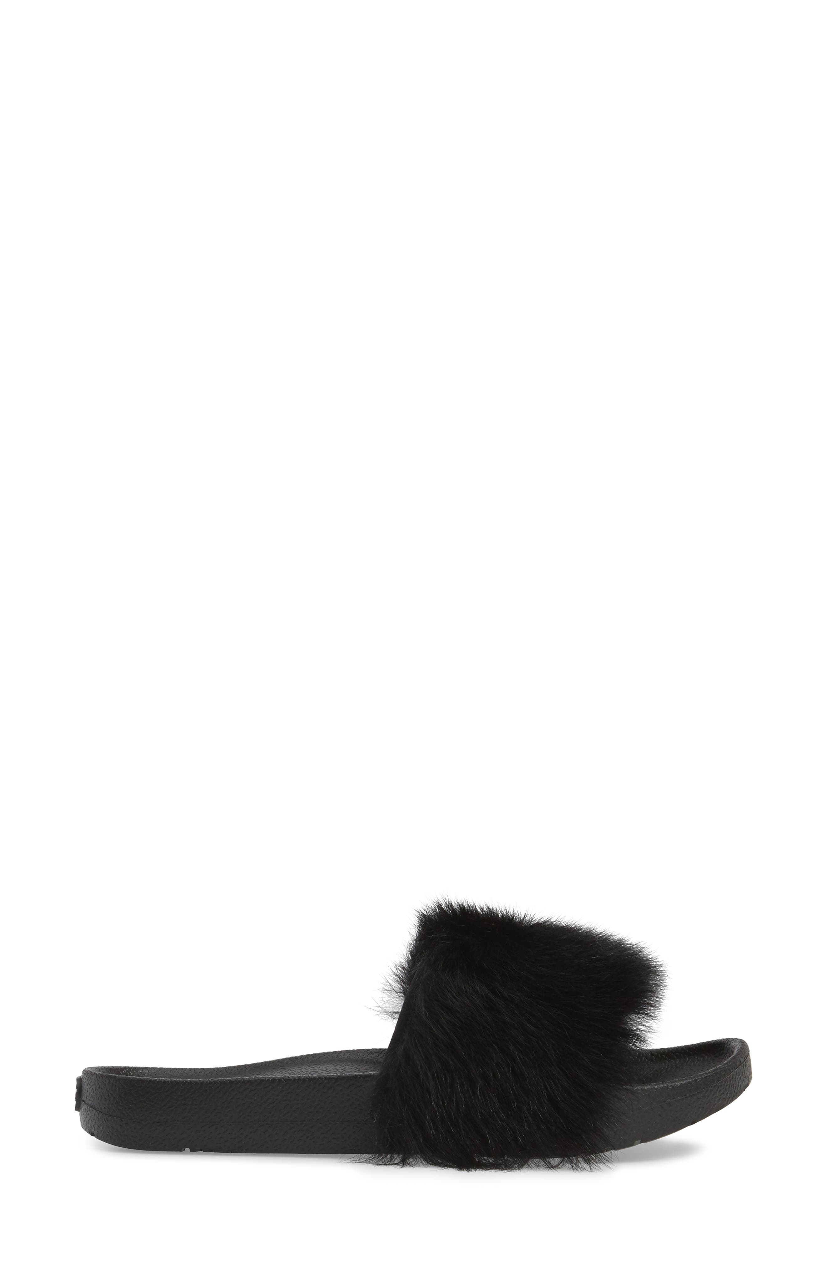 Royale Genuine Shearling Slide Sandal, Alternate, color, BLACK