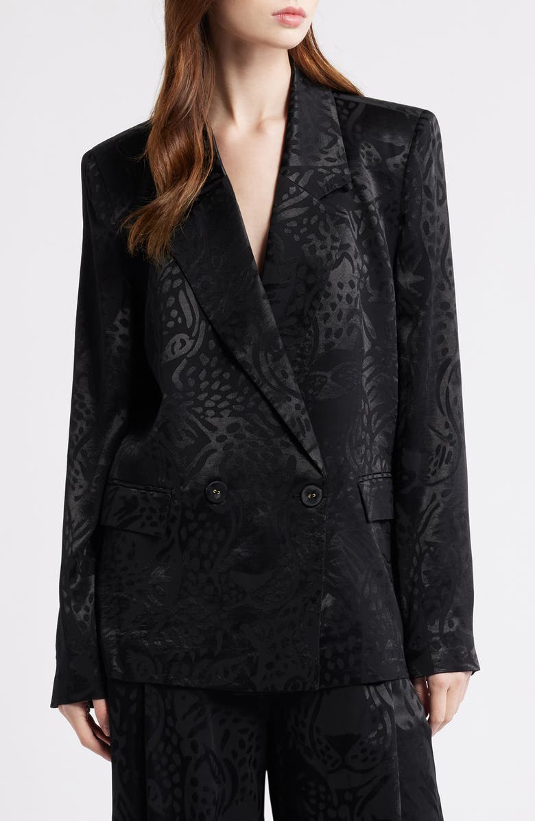 FARM Rio Leopard Jacquard Blazer, Main, color, Black