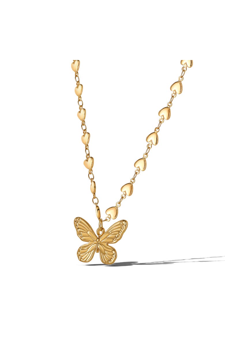 Jessica Simpson Heart Chain Butterfly Pendant Necklace, Alternate, color, 