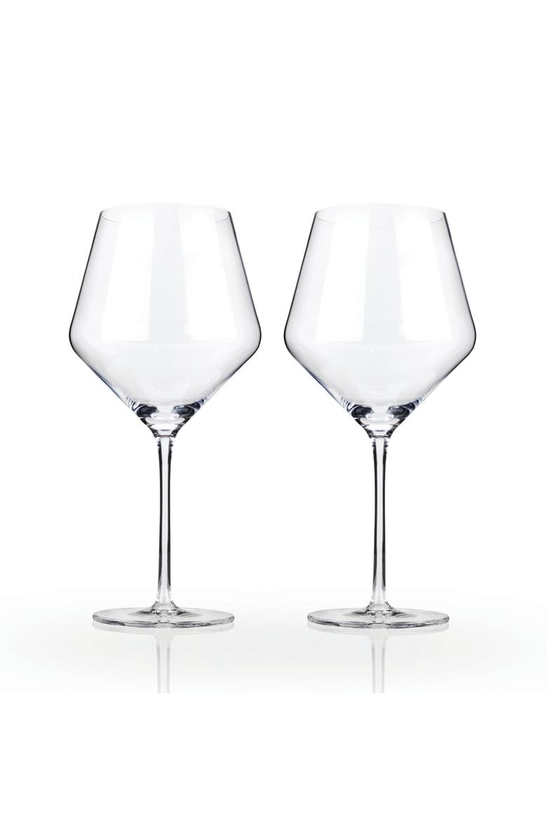 Viski Raye Crystal Angled Burgundy Glasses Set of 2, Main, color, Clear