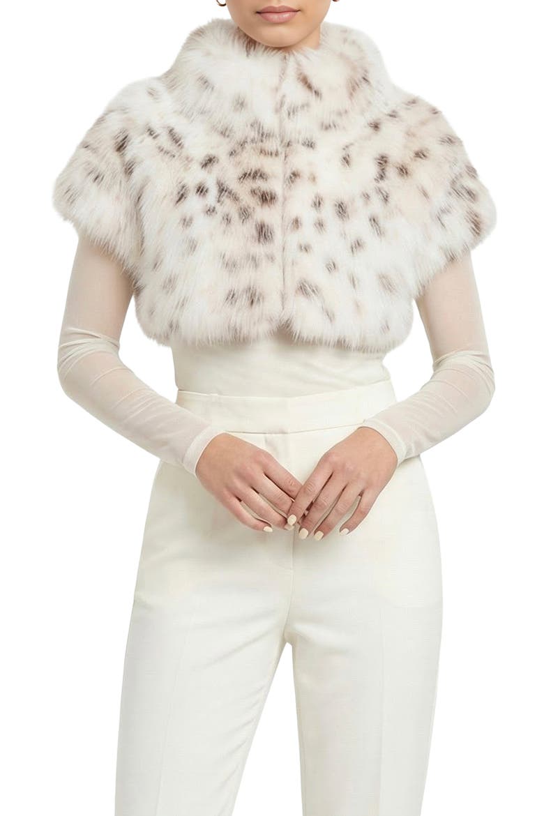 Fur-Free Lynx Belly (Faux Fur) Bolero, Short Sleeves, Main, color, LYX