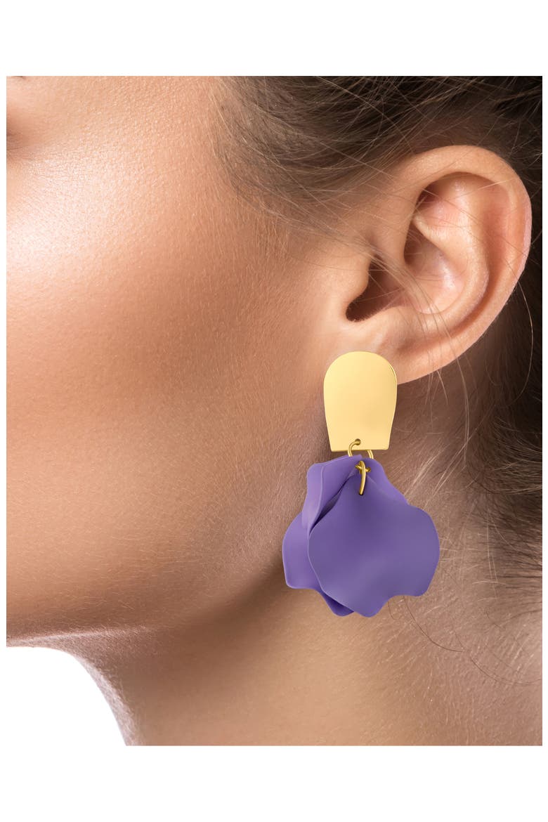 Ginkgo Flower Drop Earrings (Nordstrom Exclusive), Alternate, color, LAVENDER/ GOLD