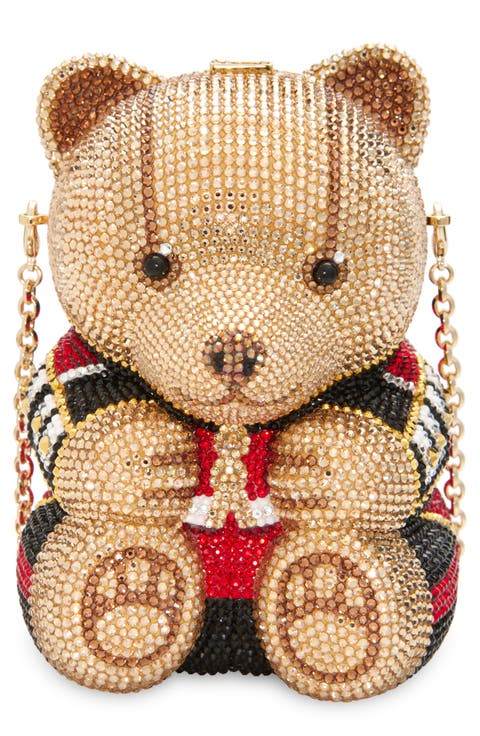 Teddy Bear Albert Crystal Embellished Novelty Clutch