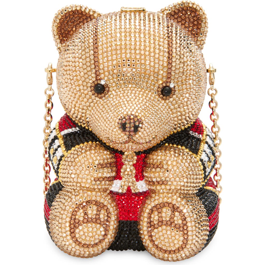 Judith Leiber Couture Teddy Bear Albert Crystal Embellished Novelty Clutch In Red