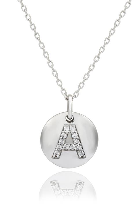 Cubic Zirconia Initial Disc Pendant Necklace