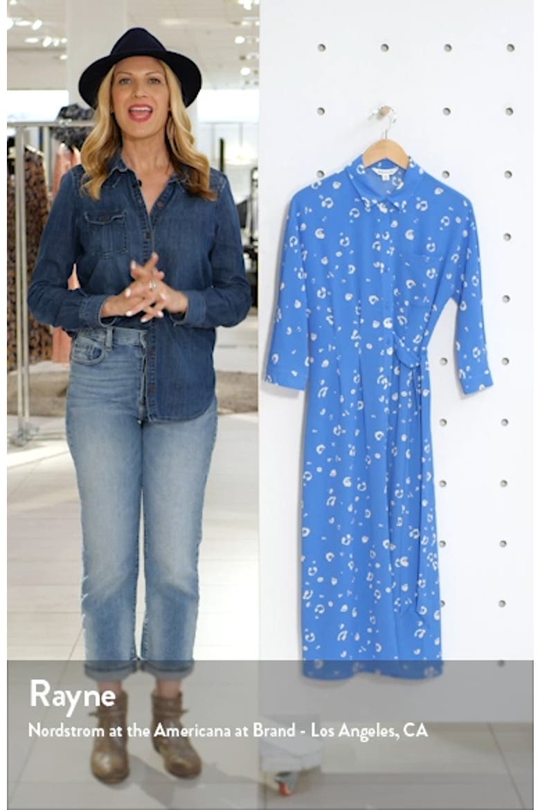 Watercolor Animal Print Waist Tie Midi Shirtdress video