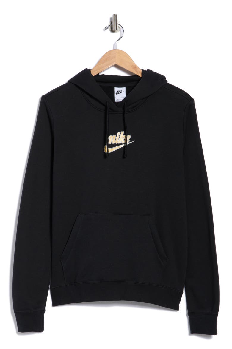 Club Logo Fleece Pullover Hoodie, Alternate, color, BLACK/ METALLIC GOLD