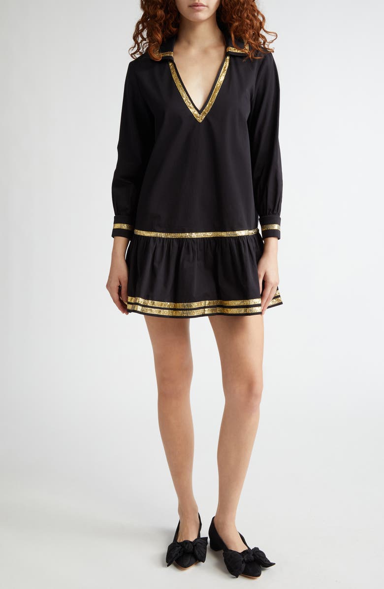 Bode Tinsel Tape Cotton Minidress, Main, color,