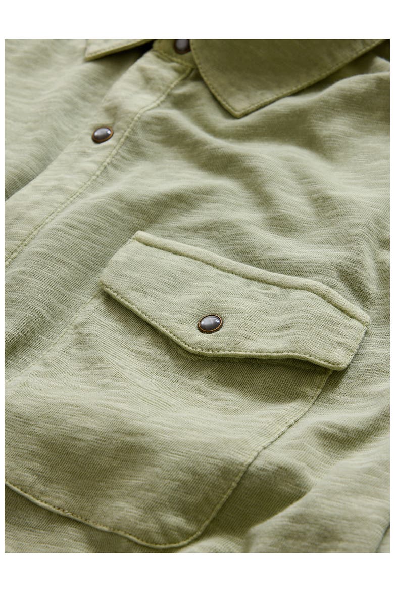 Avron Slub Organic Cotton Knit Snap-Up Western Shirt, Alternate, color, IVY