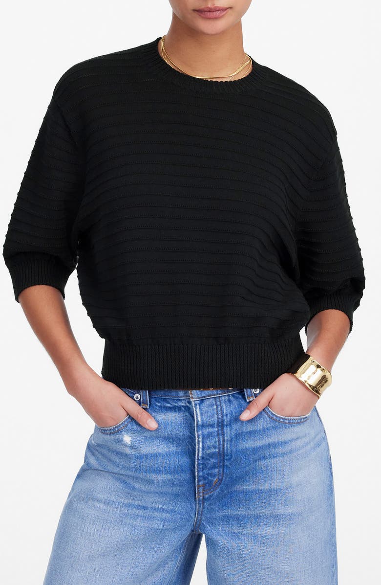 Madewell Textural Stitch Cotton Sweater, Main, color, 