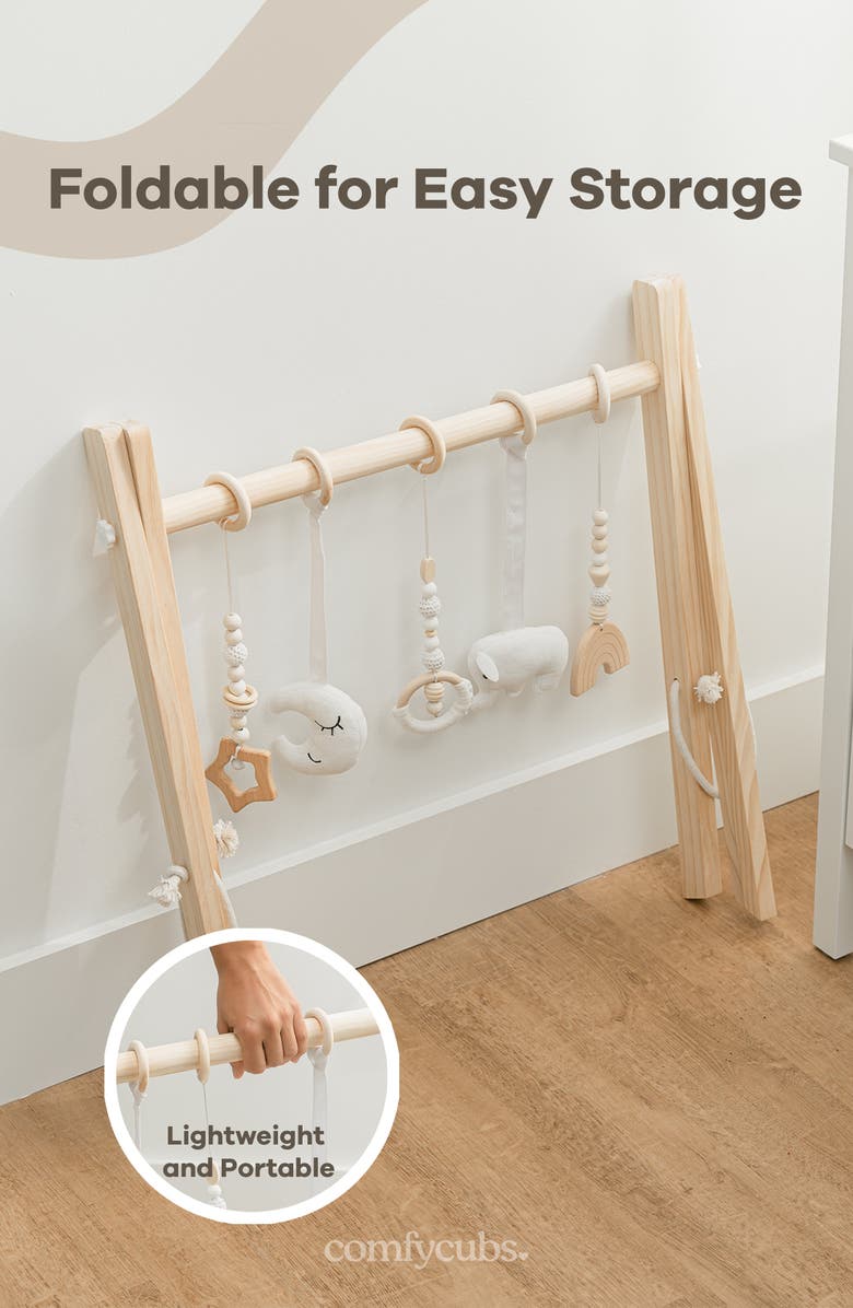 Comfy Cubs Wooden Baby Play Gym Set, Alternate, color, Natural Wood