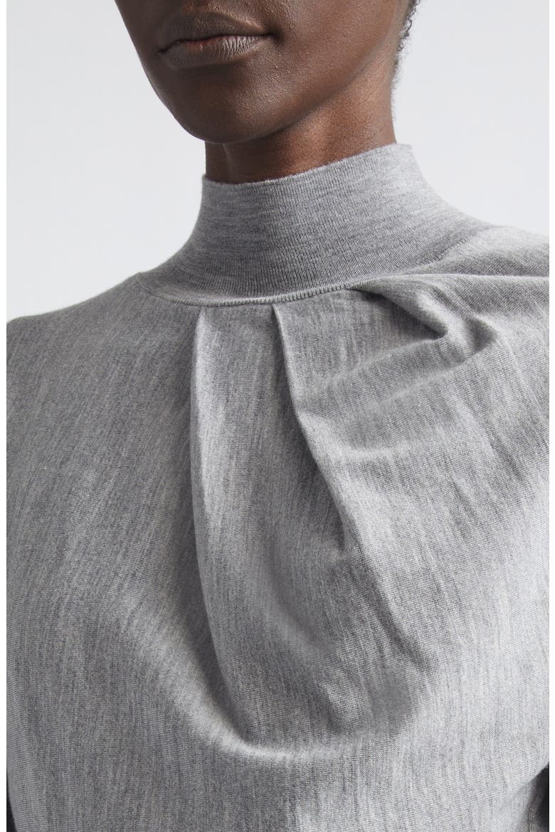 Draped Merino Wool Blend Mock Neck Sweater, Alternate, color, LIGHT GREY