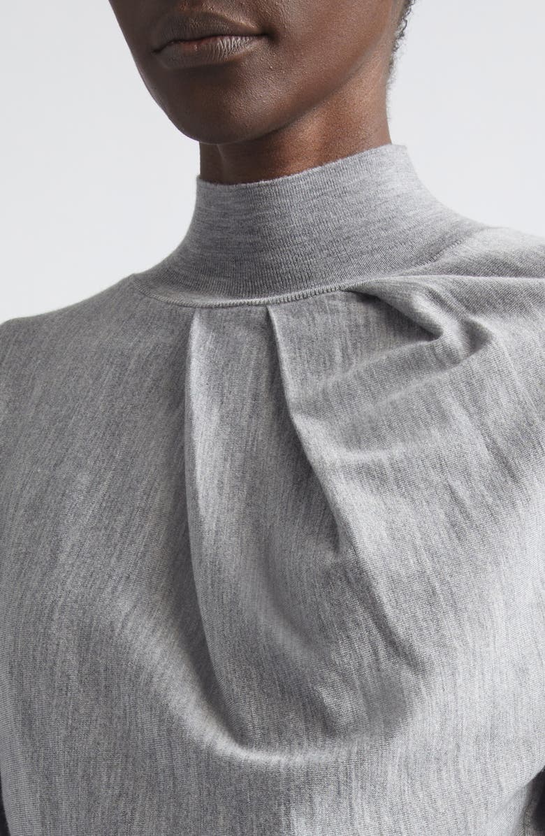Givenchy Draped Merino Wool Blend Mock Neck Sweater, Alternate, color, Light Grey