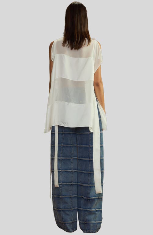 Cynthia Rowley Windswept Silk Panel Blouse In White