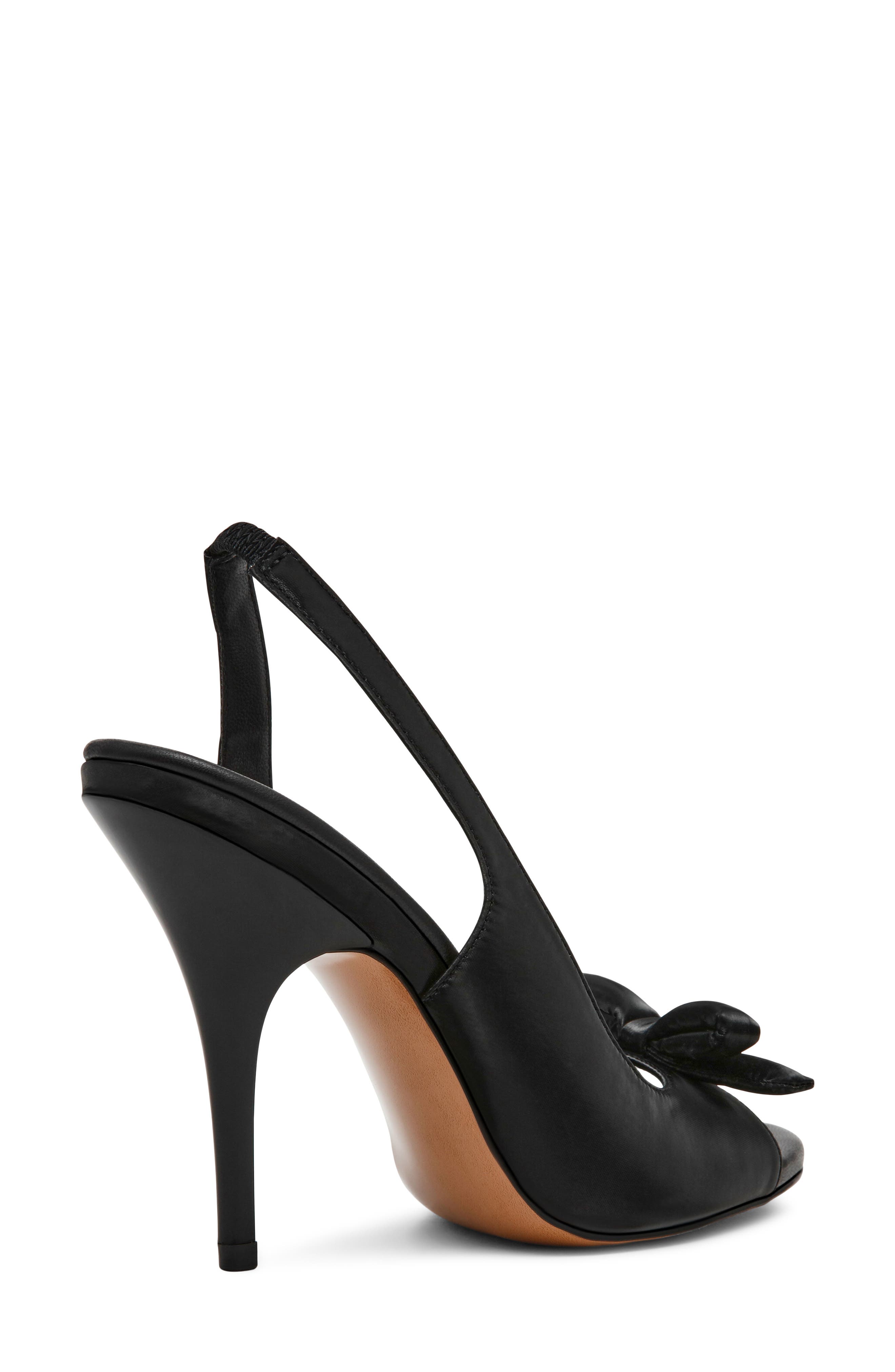 Flounce Slingback Sandal, Alternate, color, BLACK SATIN