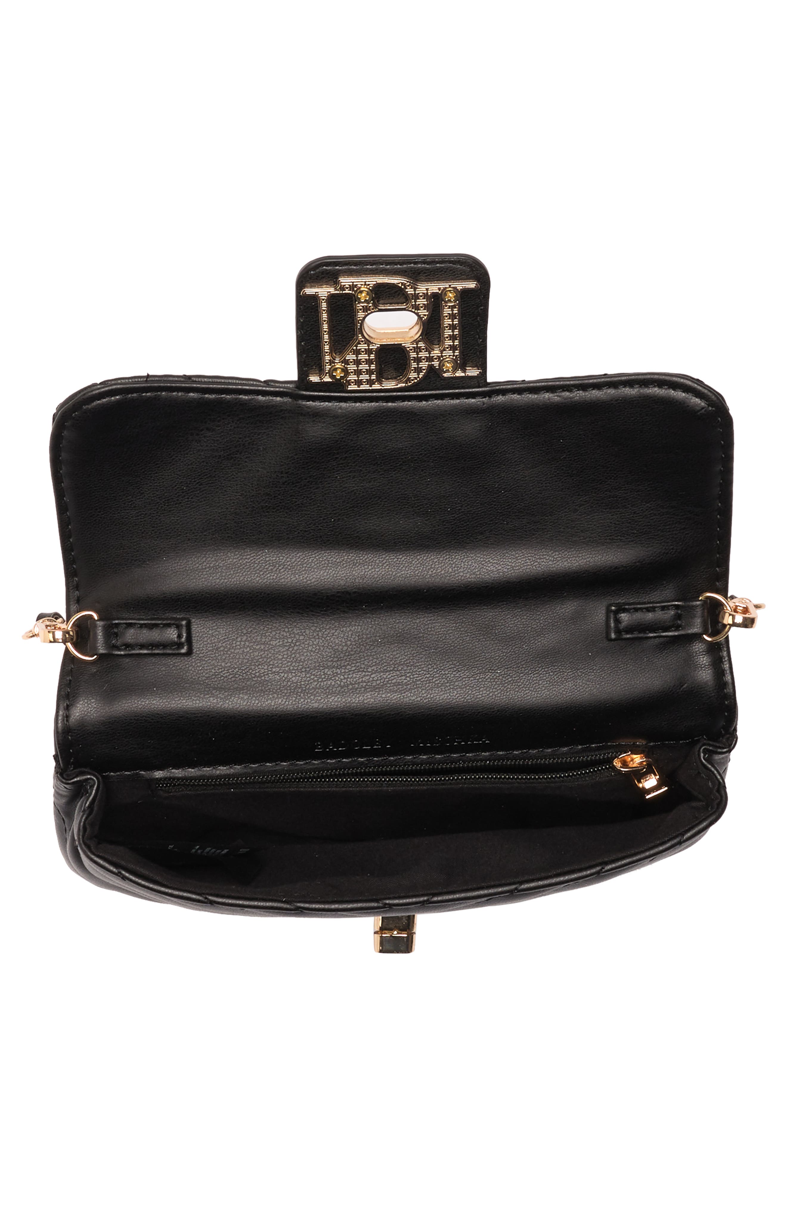 Badgley Mischka Collection Quilted Phone Crossbody Bag, Alternate, color, Black