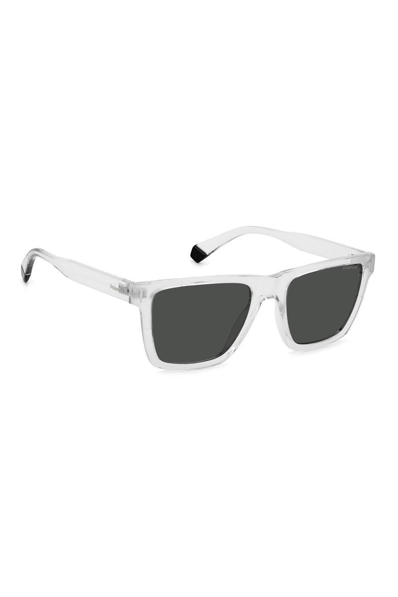 54mm Polarized Rectangular Sunglasses, Alternate, color, CRYSTAL / GRAY POLAR