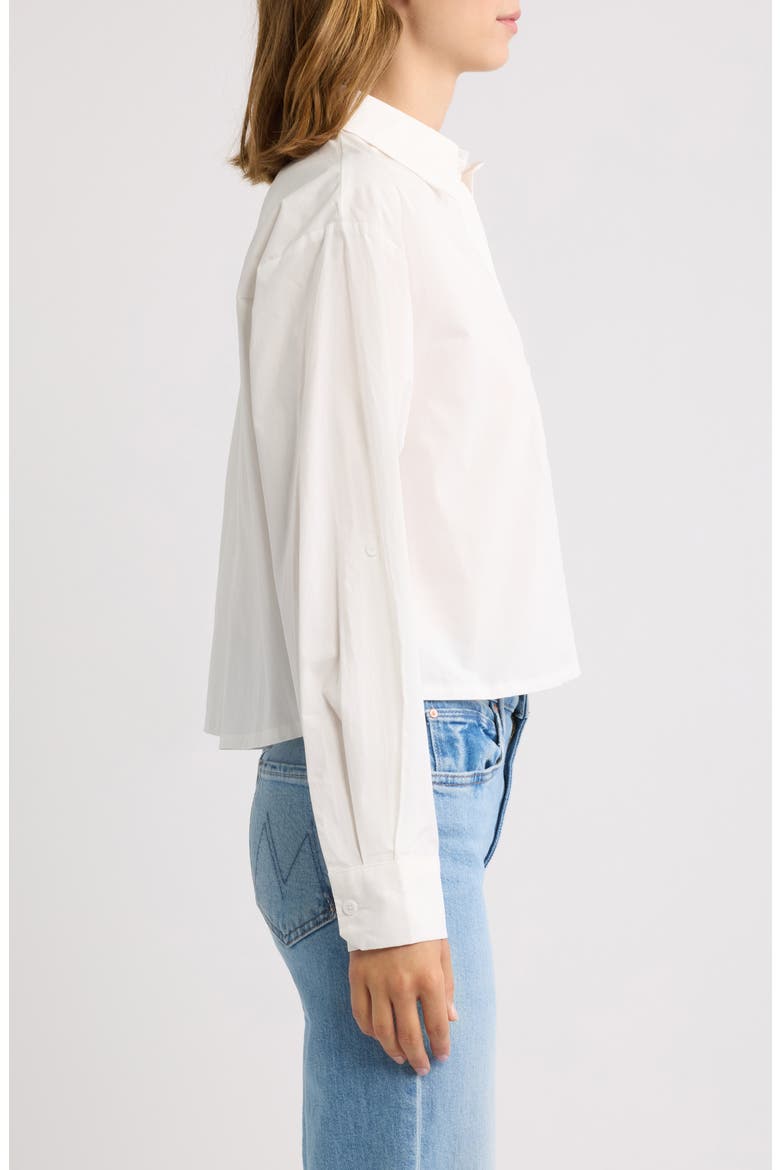 Bronagh Crop Button-Up Shirt, Alternate, color, WHITE
